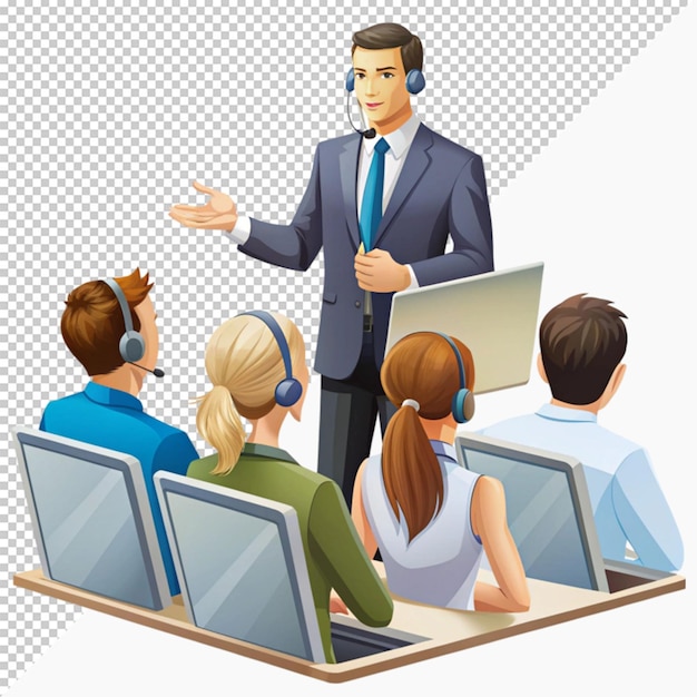 Flat people on business training illustration