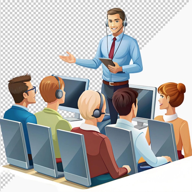 PSD flat people on business training illustration