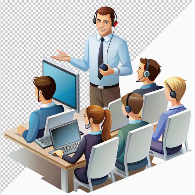 PSD flat people on business training illustration