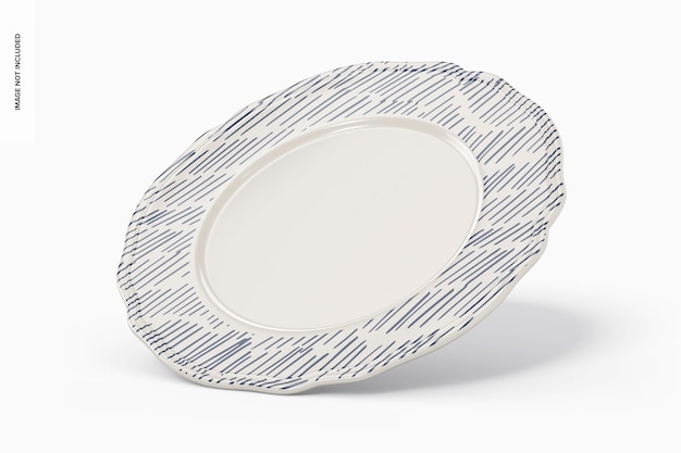 Flat Porcelain Plate Mockup, Leaned