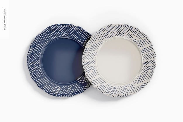 Flat Porcelain Plates Mockup, Top View