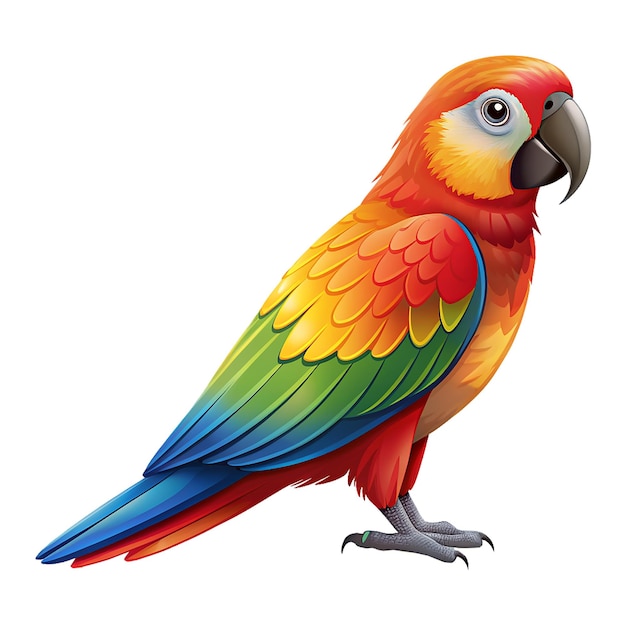 Flat vector style image of beautiful bird Parrot