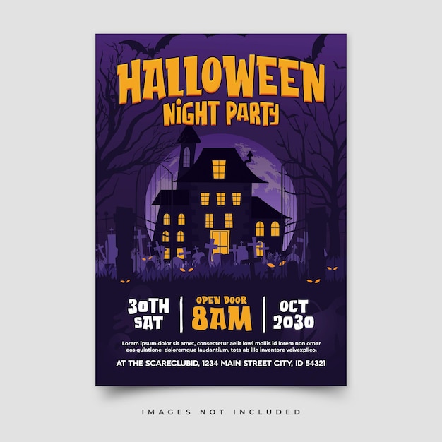 Flat Vertical Halloween Flyer Template