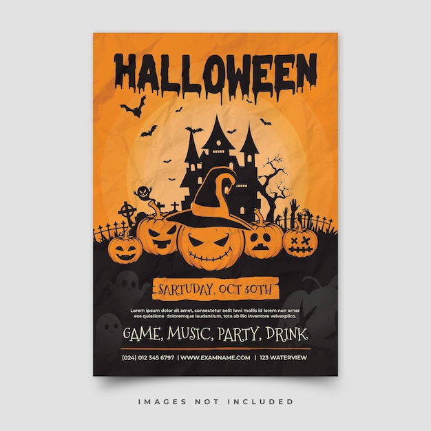 Flat Vertical Halloween Flyer Template