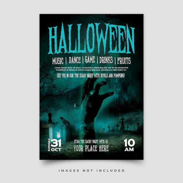 Flat Vertical Halloween Flyer Template