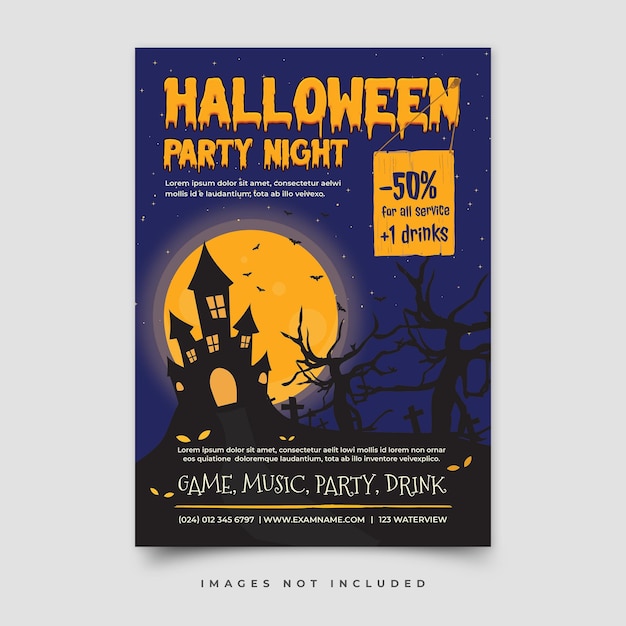 Flat Vertical Halloween Flyer Template