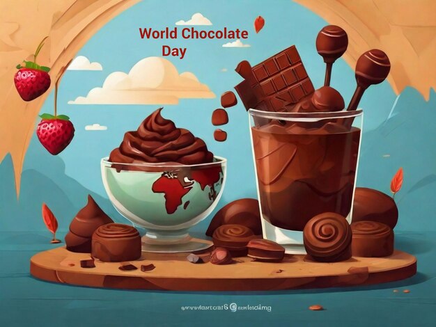 Flat world chocolate day background