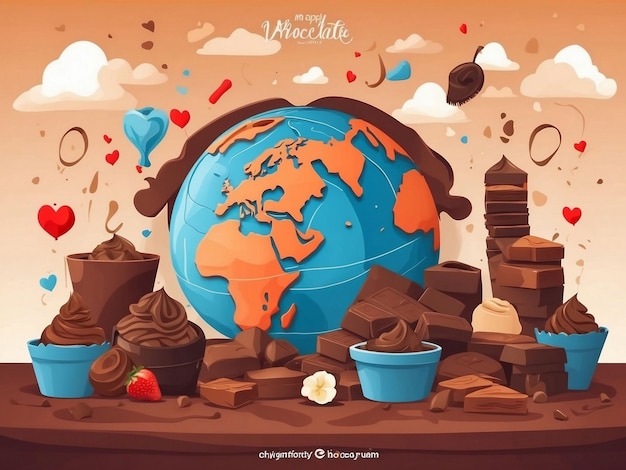 PSD flat world chocolate day background