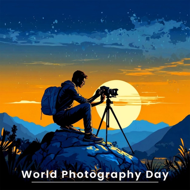 Flat world photography day illustration image