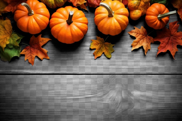 PSD flatlay autumn pumpkin background mockup transparent design