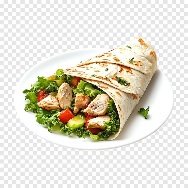 Flavorpacked tortilla wrap with chicken meat and fresh vegetables for a nutritious meal