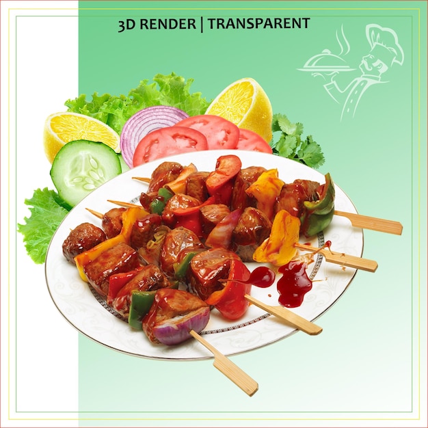 PSD flavors of barbecue sheikh kabab boneless meats chicken curry roasts mutton ribs fresh salad