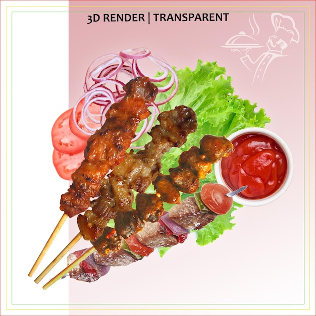 PSD flavors of barbecue sheikh kabab boneless meats chicken curry roasts mutton ribs fresh salad