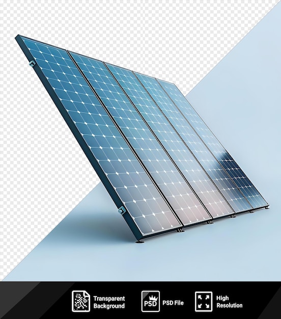 flexible solar panels mockup against a clear blue sky with a dark shadow in the foreground png psd