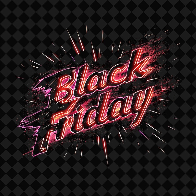 PSD flickering neon flames of black friday text with neon black png y2k inspired neon decorative