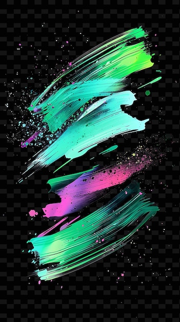 Flickering Neon Paintbrush Strokes Glitched Paintbrush Strok Y2K Texture Shape Background Decor Art