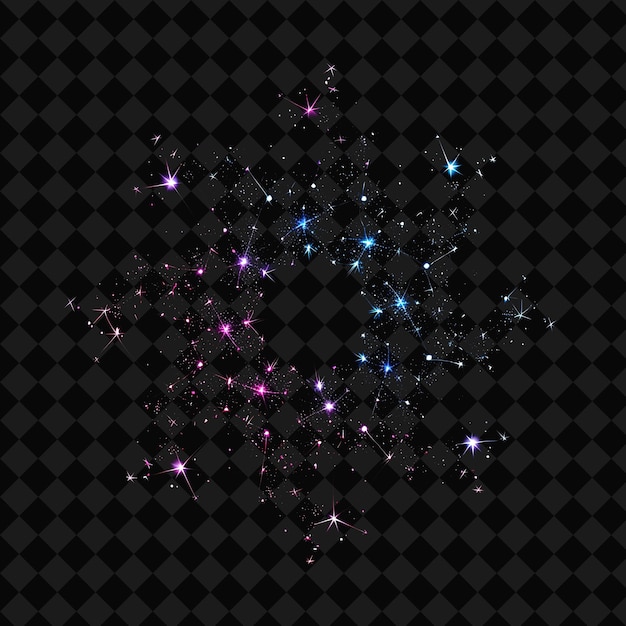 Flickering Neon Star Clusters Inside a Silhouette Dodecagona PNG Y2K Neon Space Designs