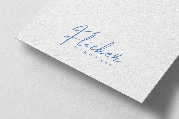 Flickes Text and White Paper Logo Mockup