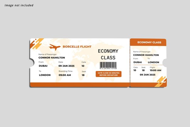 PSD flight ticket mockup