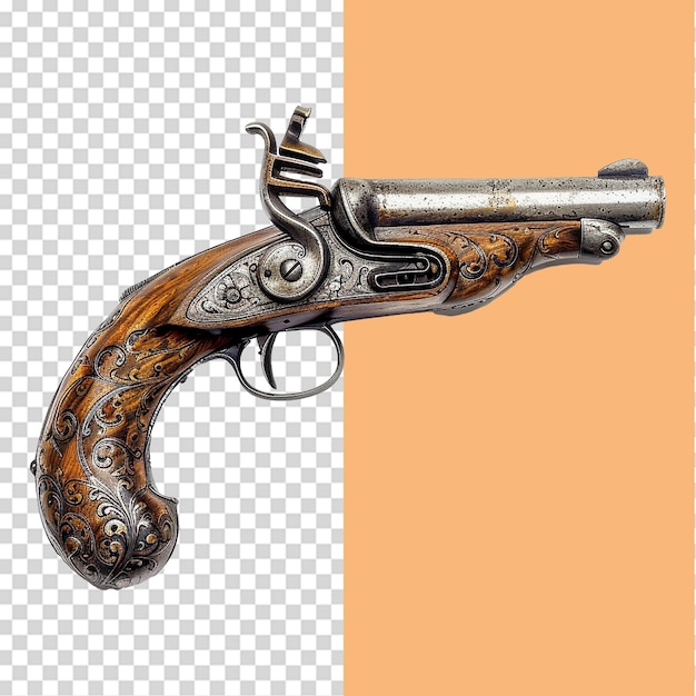 Flintlock pistol isolated on transparent background