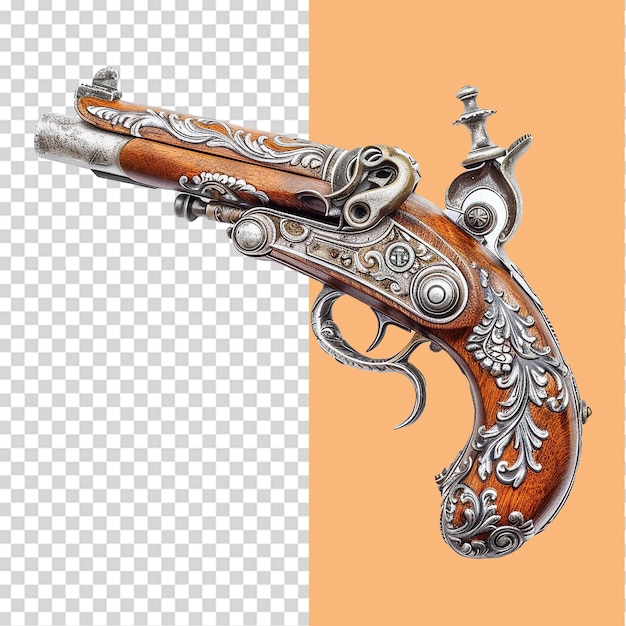 Flintlock pistol isolated on transparent background