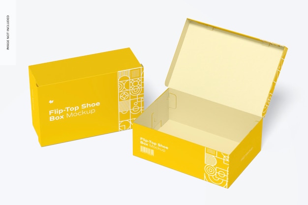 Flip-Top Shoe Boxes Mockup