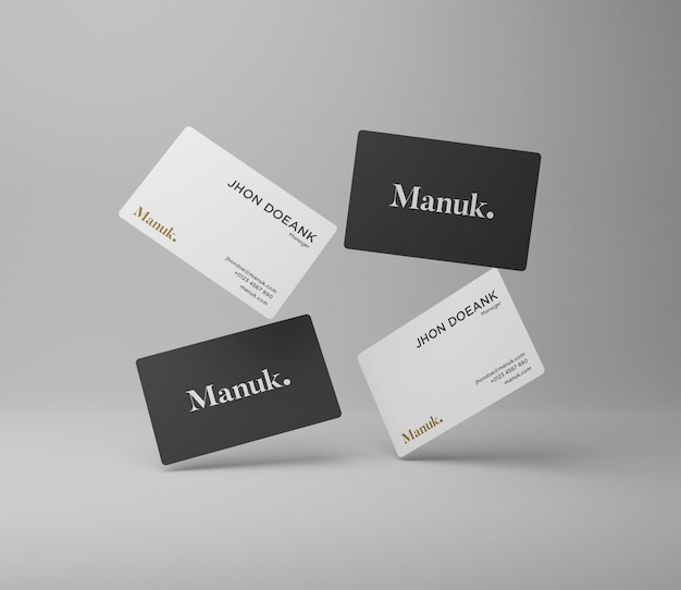 Float business card with shadow mockup