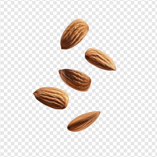 floating almonds isolate on transparency background PSD