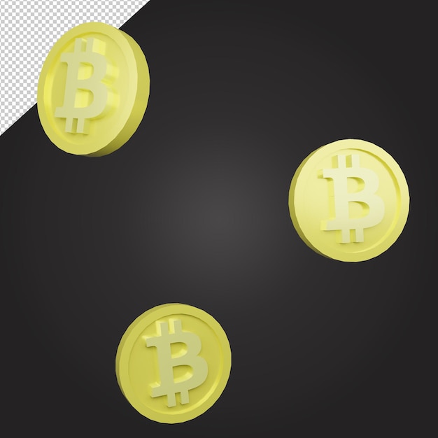 floating bitcoin 3d rendering