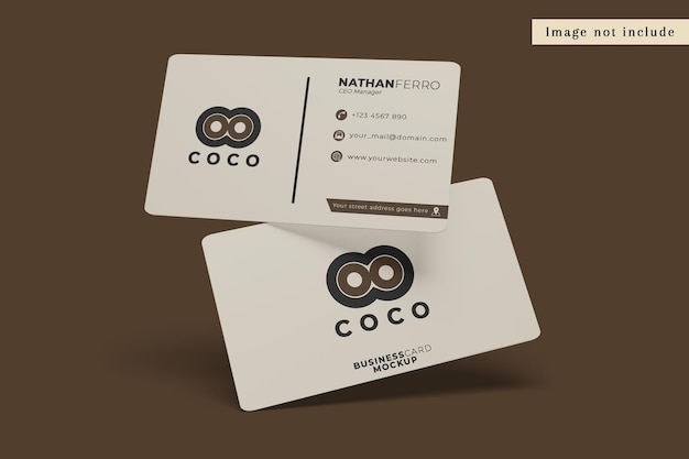 floating business card mockup