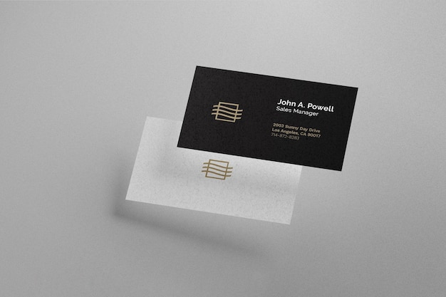 floating business card mokcup