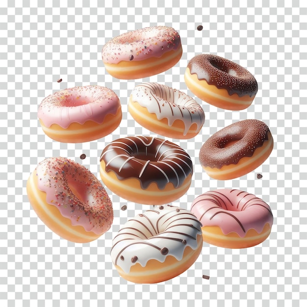 floating donuts transparent background