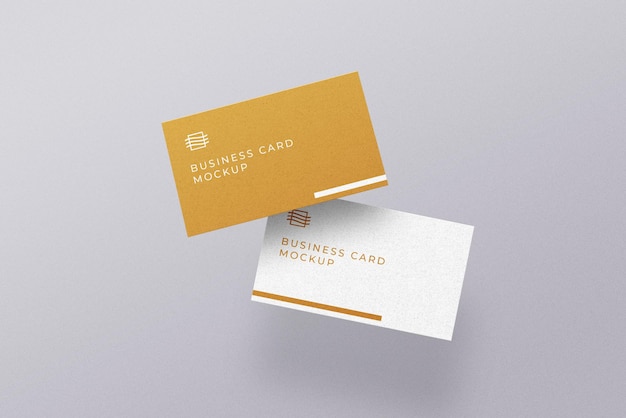 floating double sided business card mockup