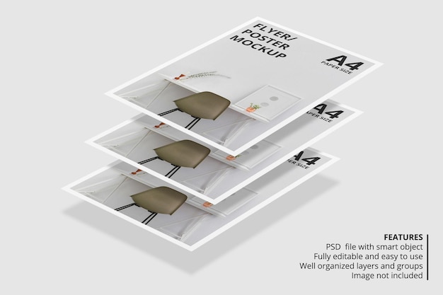 Floating flyer brochure mockup design