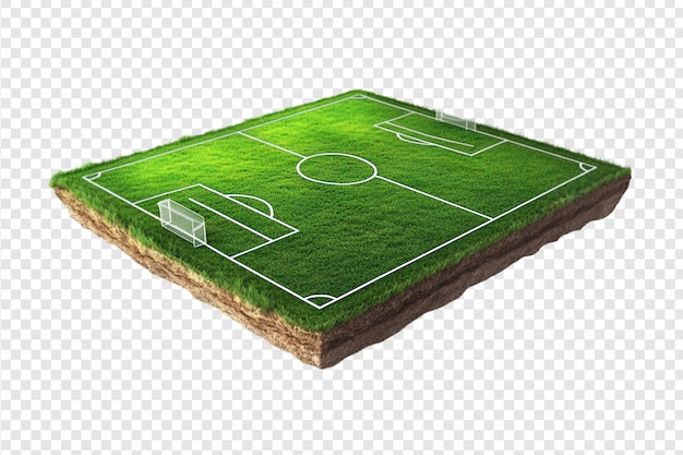 PSD floating football field isolated on a transparent background