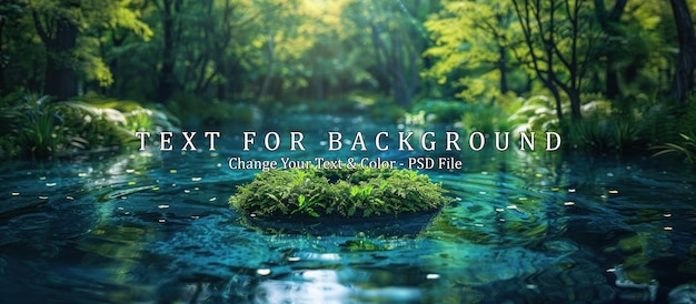 Floating Green Island in a Serene Forest Pond