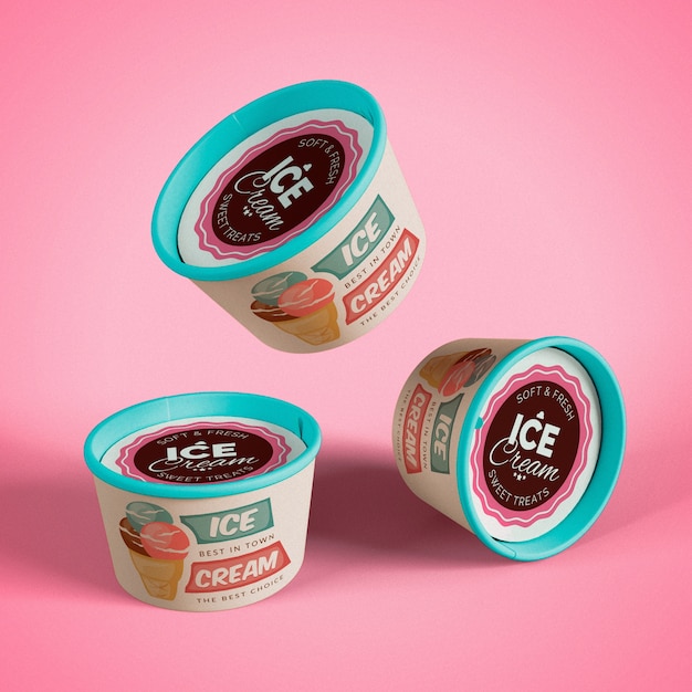 Floating ice cream mockup