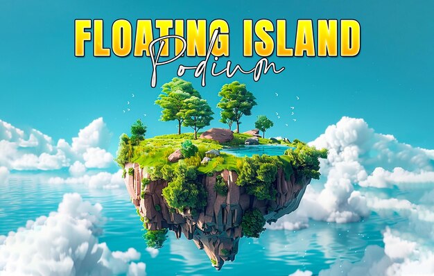 PSD floating island product podium display background