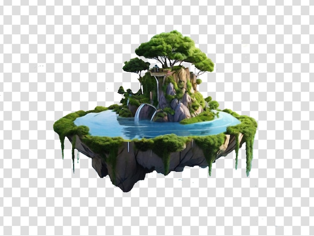 Floating island with greenery and beautiful landscape scenery fantasy scenery with floating island