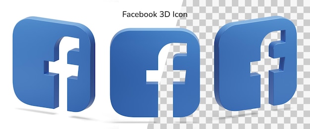 PSD floating isolated facebook logo isometric 3d icon asset