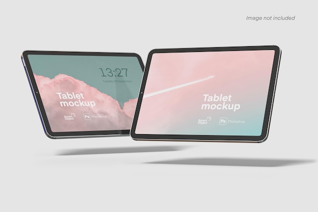 Floating landscape tablet mockups