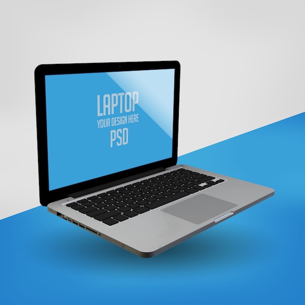 Floating Laptop Mock Up Premium PSD