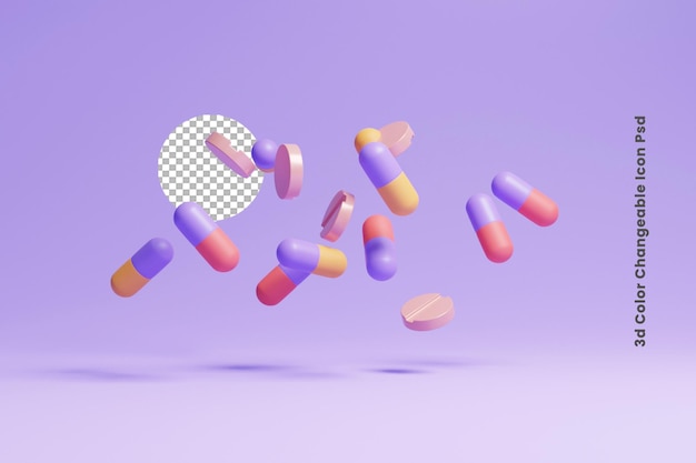 Floating medical pills icon