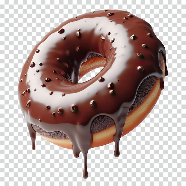 floating melted chocolate donut transparent background