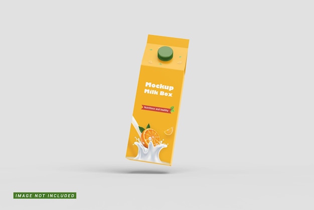 Floating of Milk Box Mockup