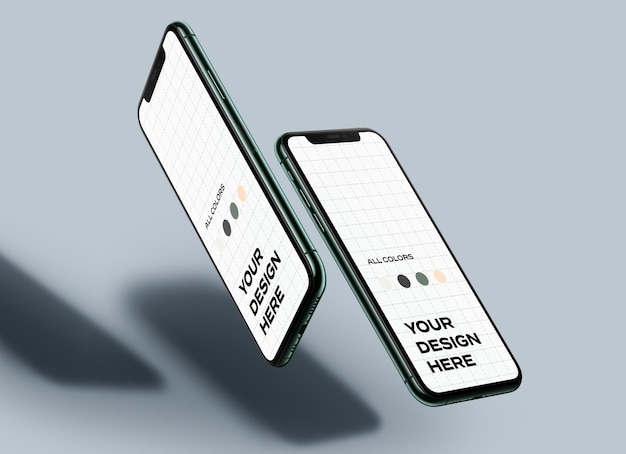 Floating mobile phone mockups 