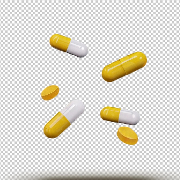 Floating Pills isolated on transparent background