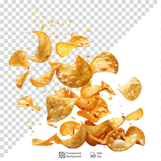 PSD floating potato chips transparent background