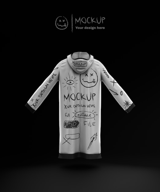 Floating raincoat mockup design