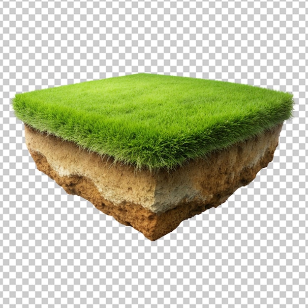 PSD a floating slice of land with a green grass surface png